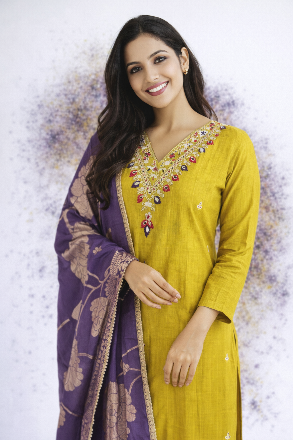 Premium Roman Silk 3-piece Kurta set