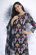 Ikat print Pure Cotton 3-Piece Kurta Set