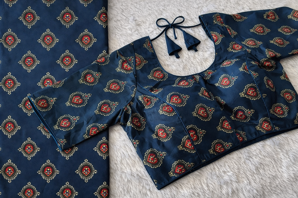 Royal Blue Heritage Motif Blouse