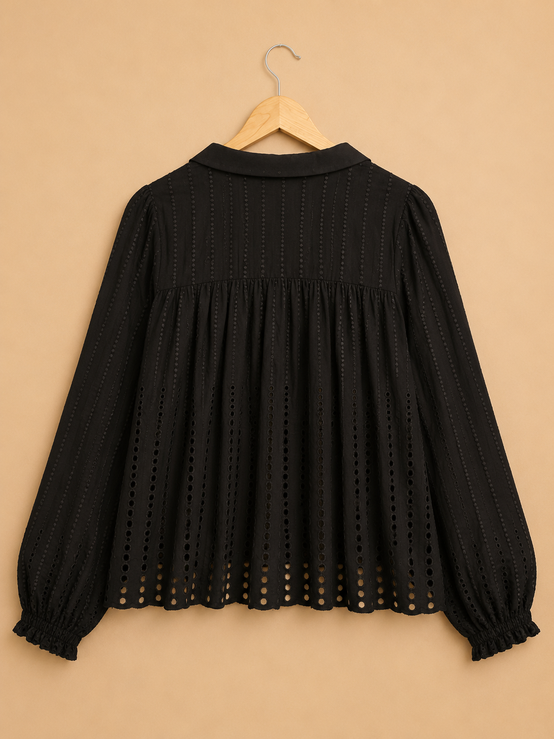 Midnight Broderie Peplum Top