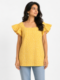 Sunshine Chevron Ruffle Sleeve Cotton Top
