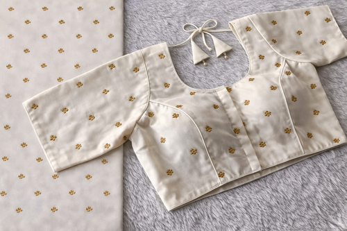 Elegant Ivory Gold Motif Blouse