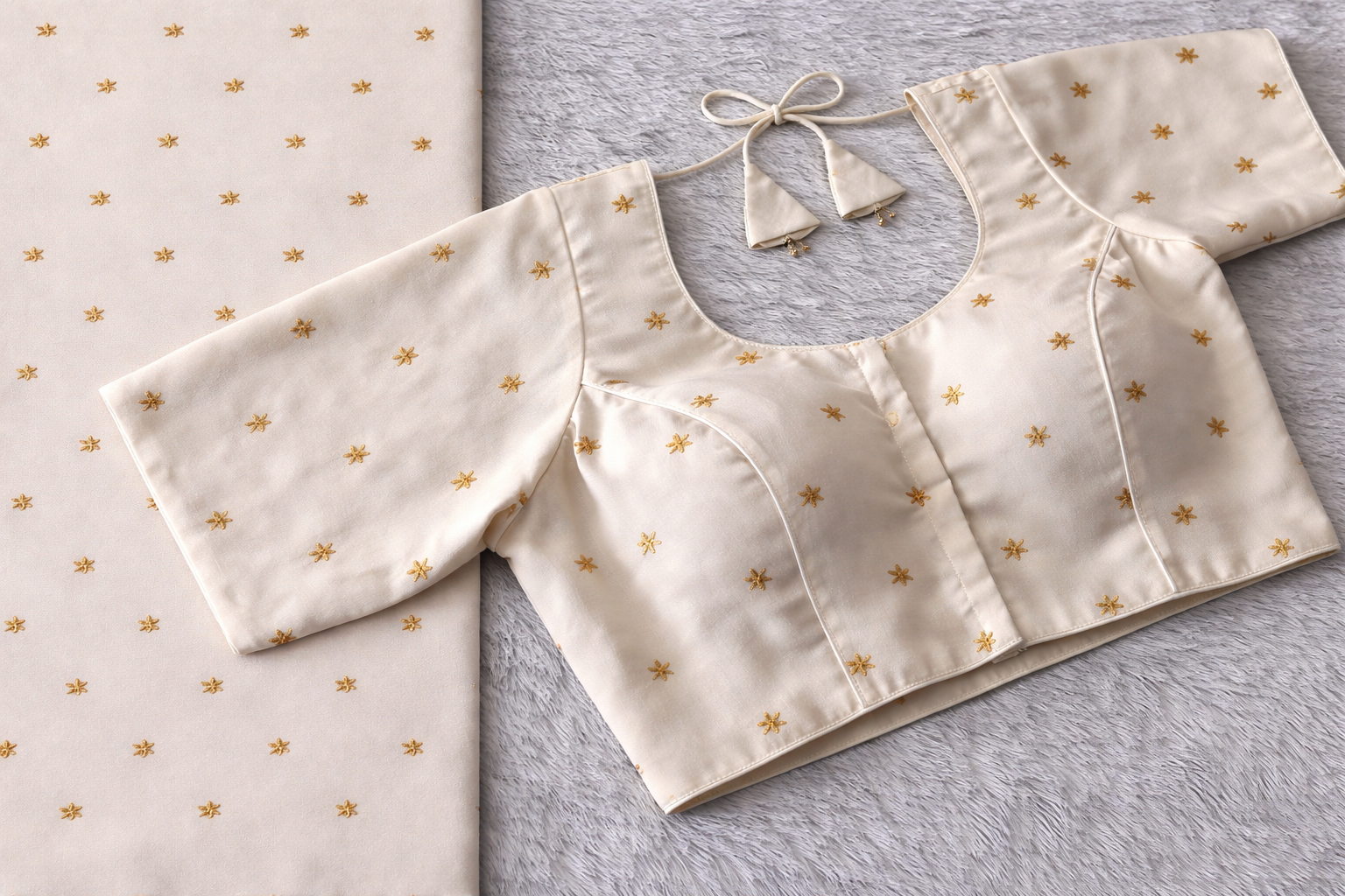 Elegant Ivory Gold Motif Blouse