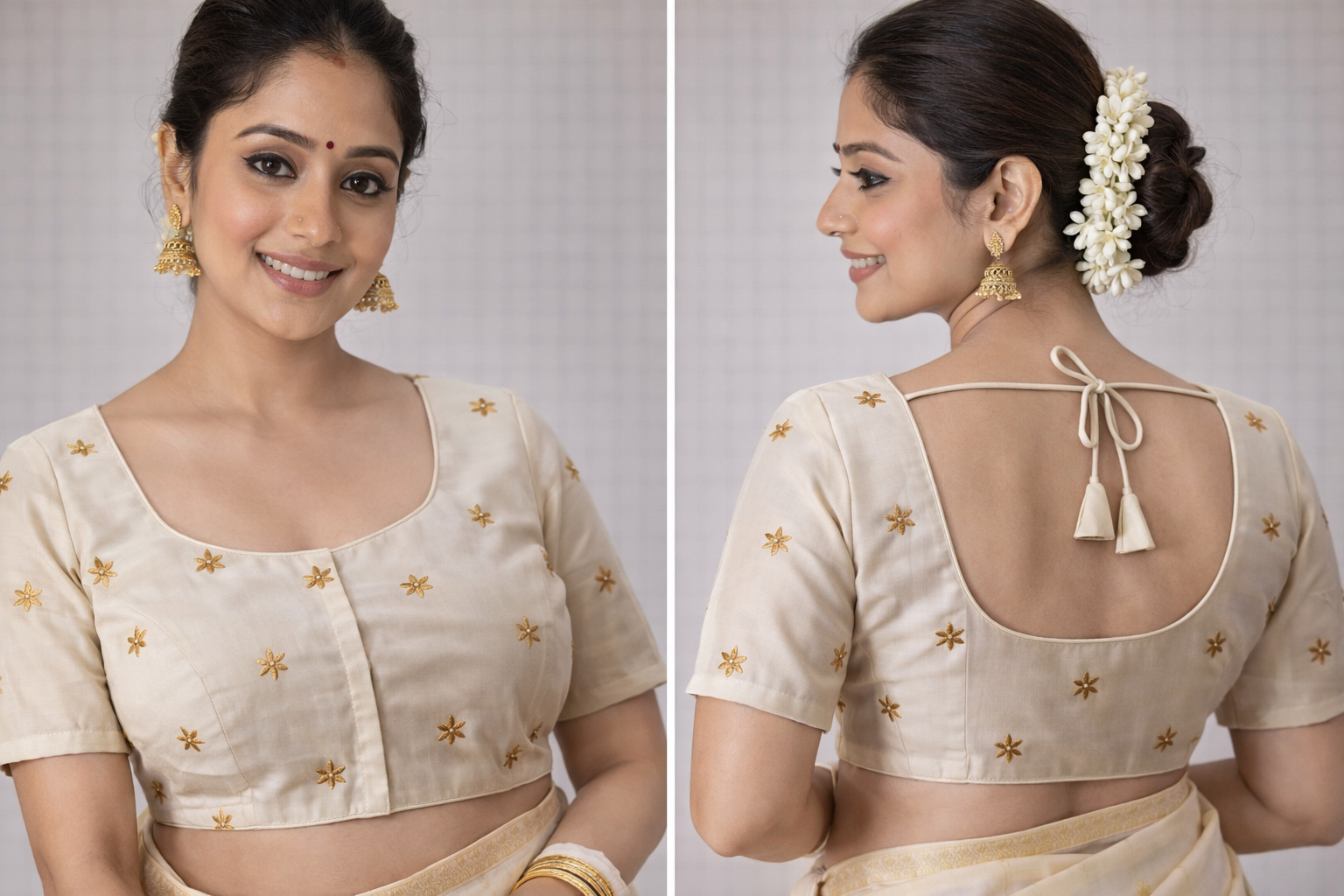 Elegant Ivory Gold Motif Blouse