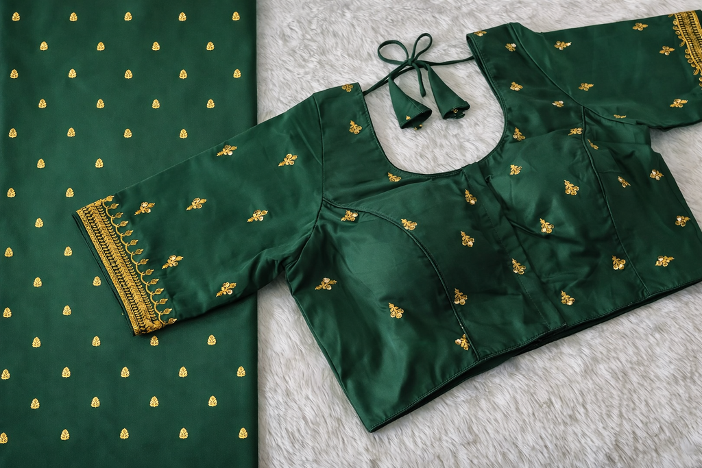 Classic Gold Motif Silk Blouse