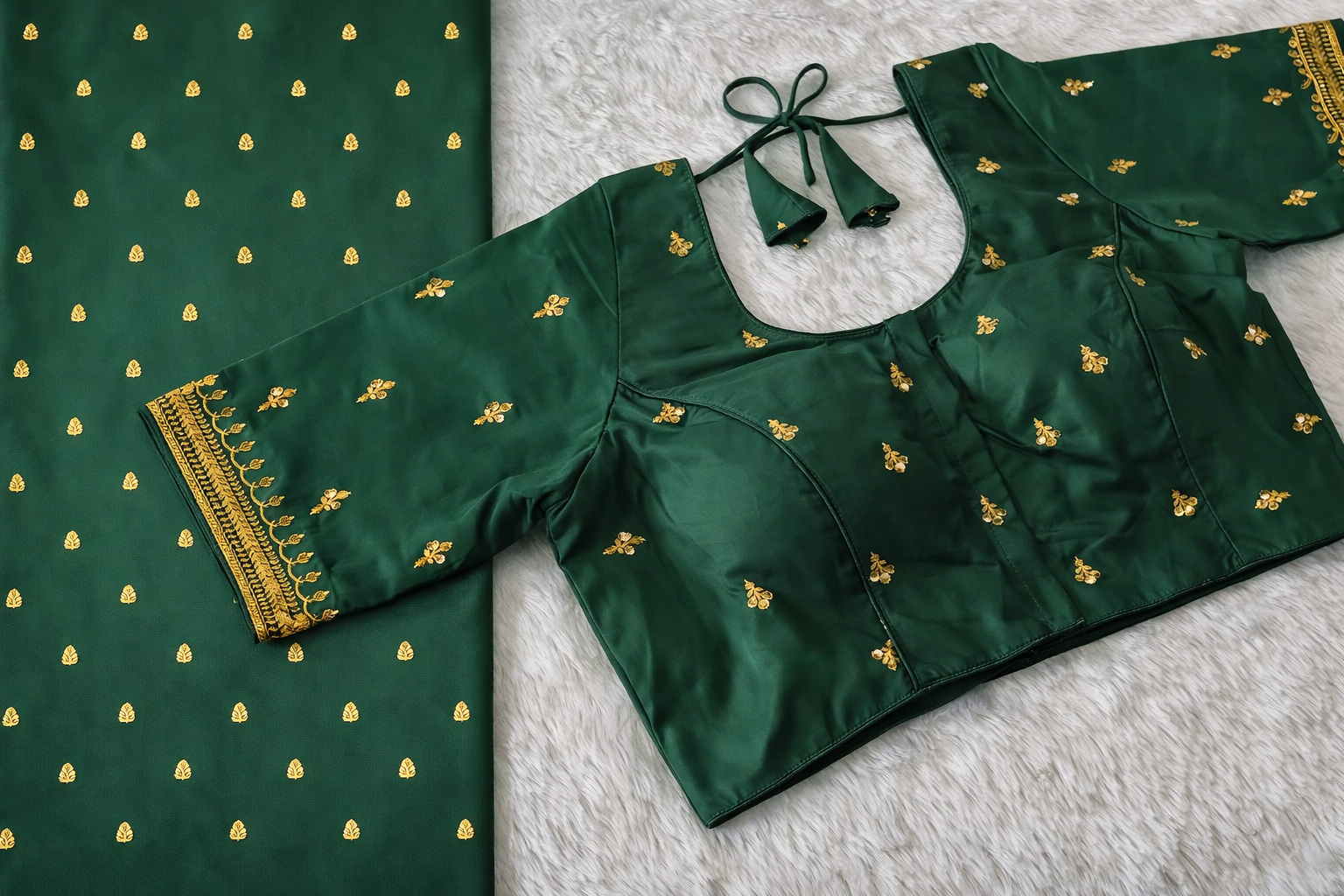 Classic Gold Motif Silk Blouse