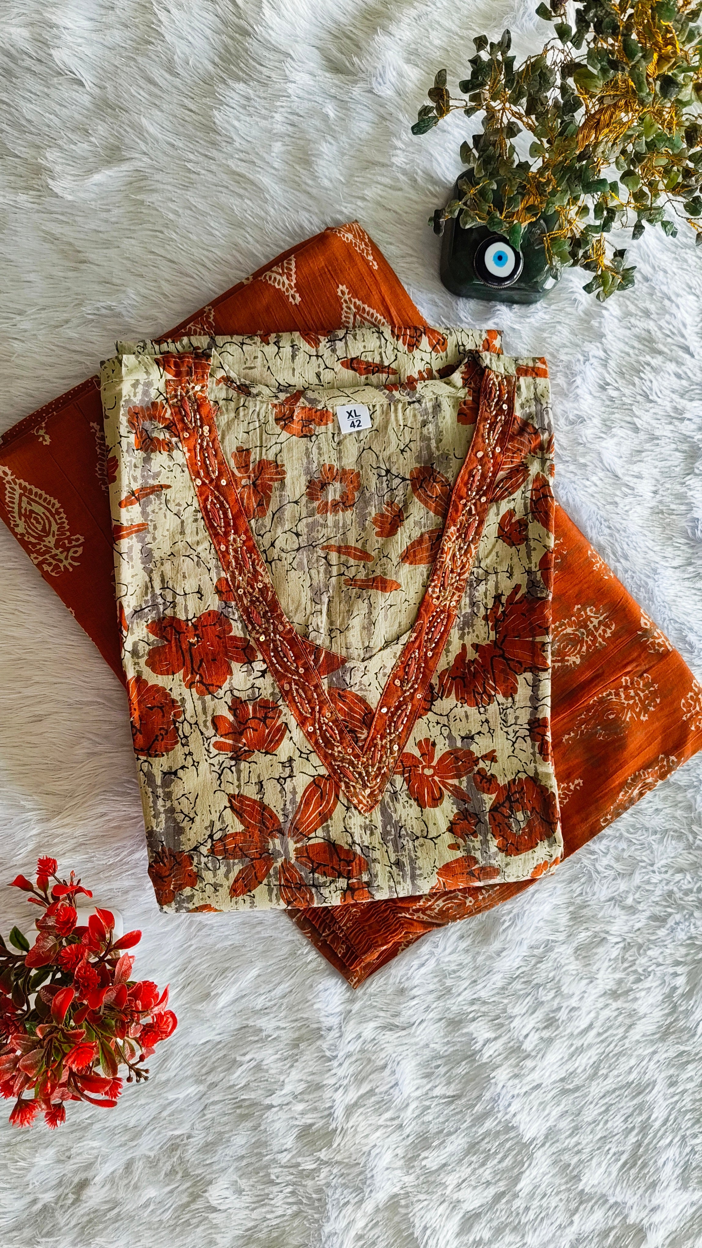 Yufta Aztec Printed 3-Piece Kurta set