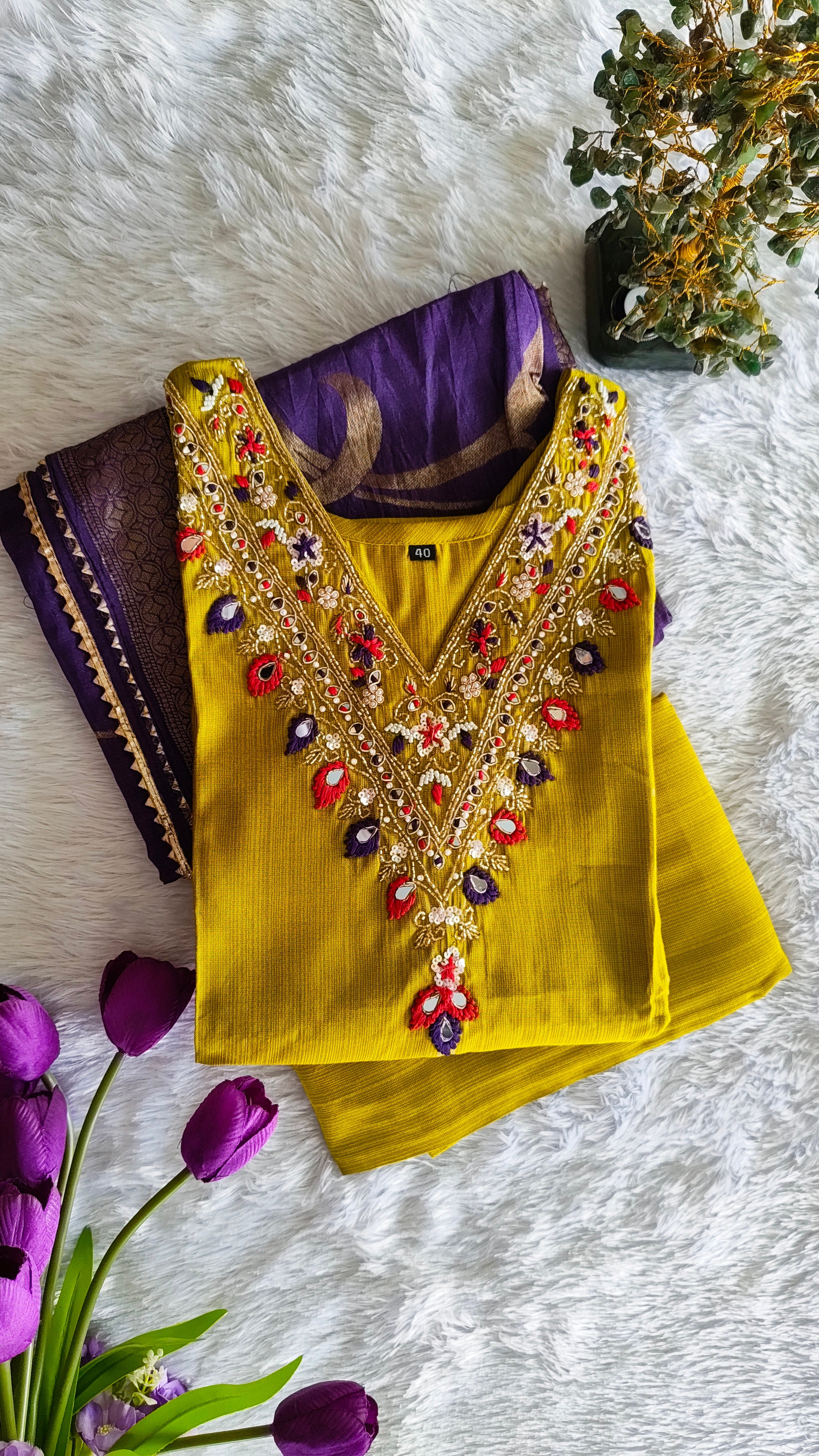 Premium Roman Silk 3-piece Kurta set