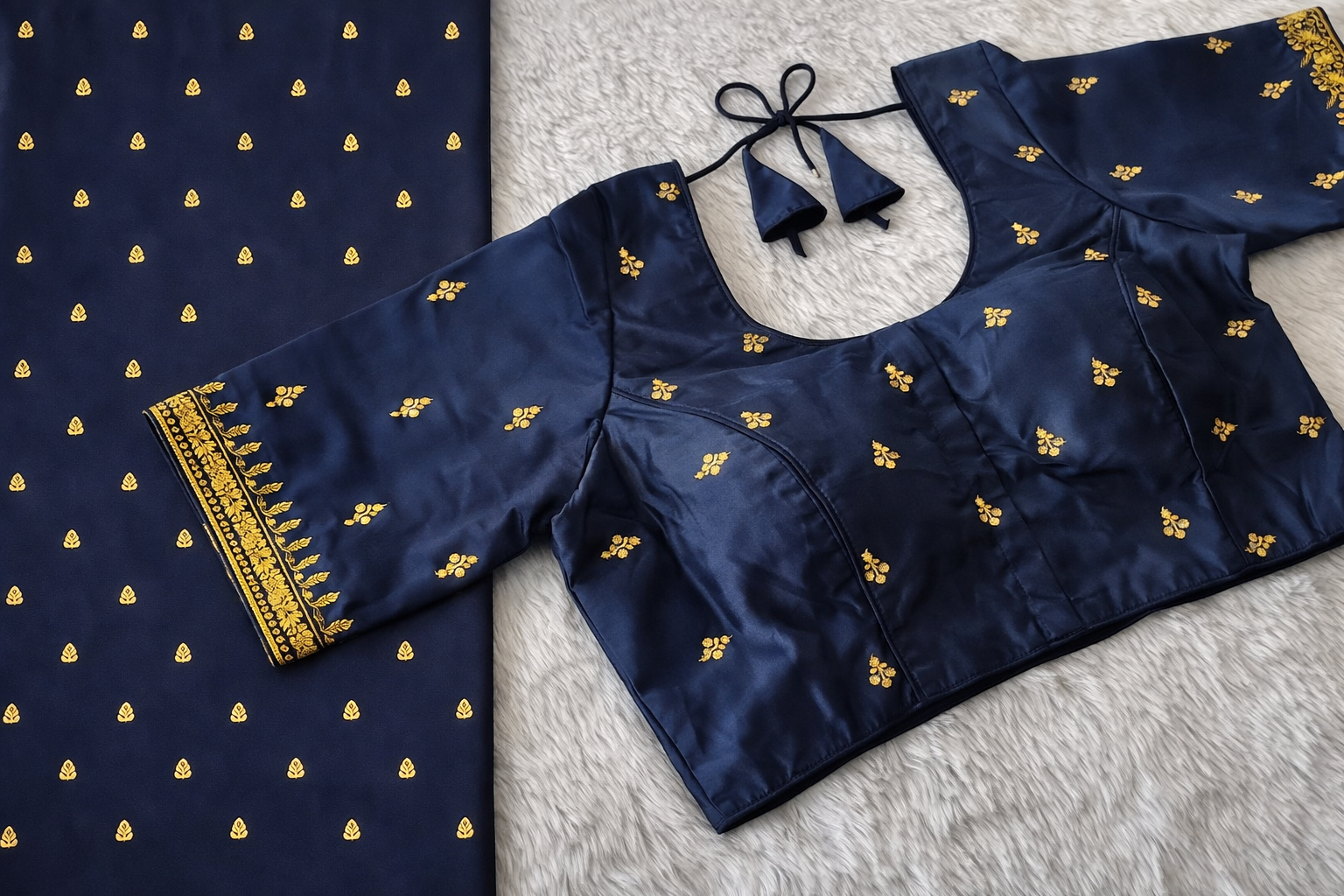 Classic Gold Motif Silk Blouse