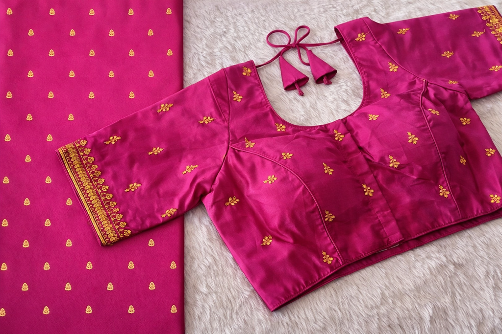 Classic Gold Motif Silk Blouse