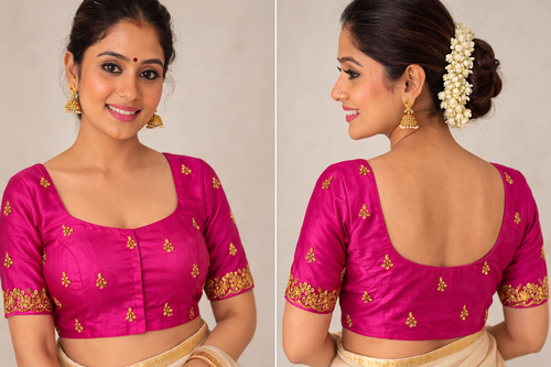 Classic Gold Motif Silk Blouse