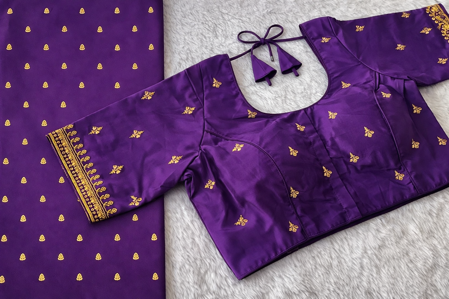 Classic Gold Motif Silk Blouse