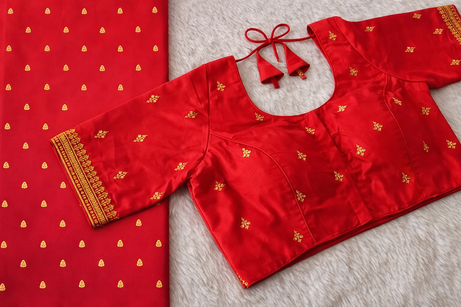 Classic Gold Motif Silk Blouse