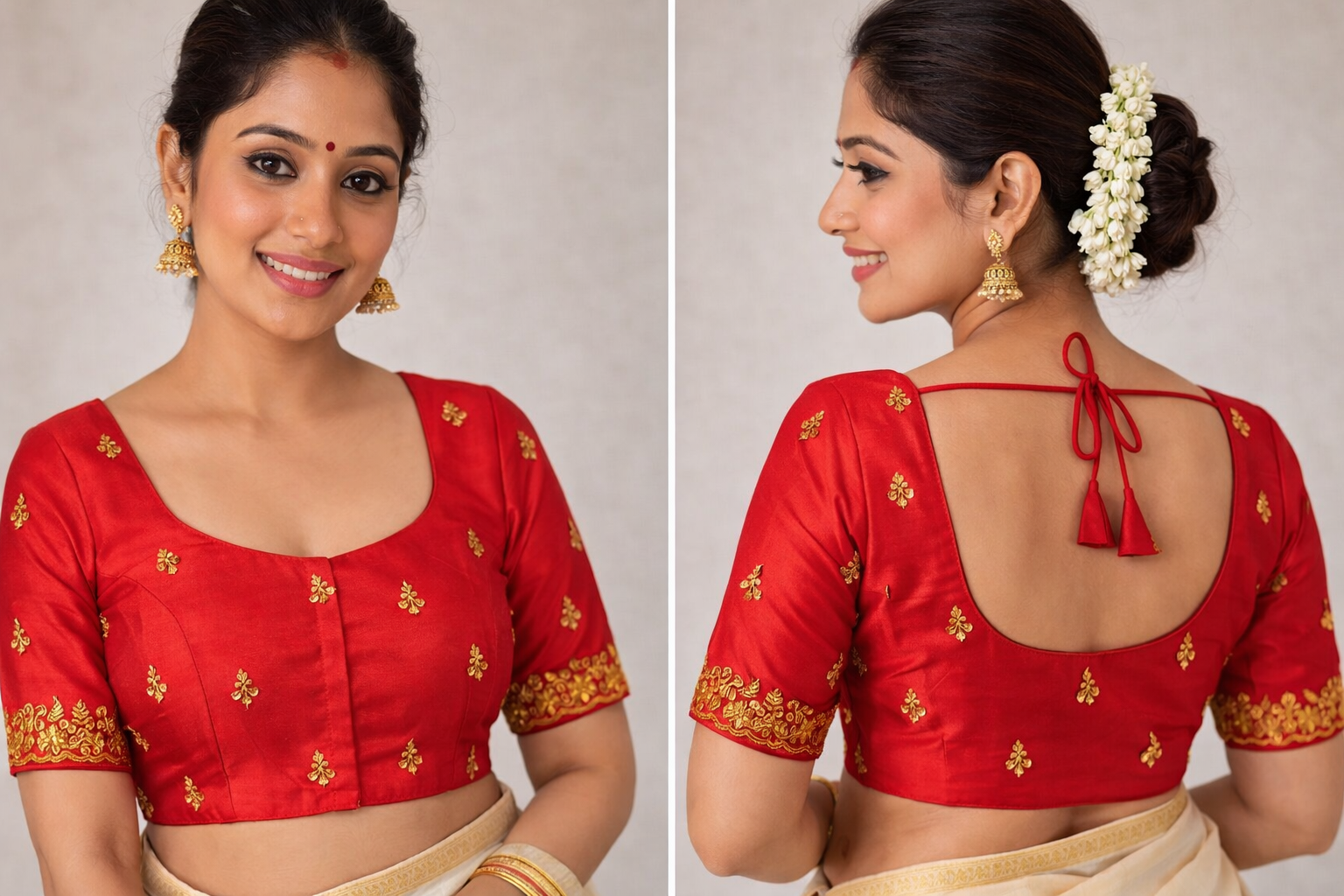 Classic Gold Motif Silk Blouse