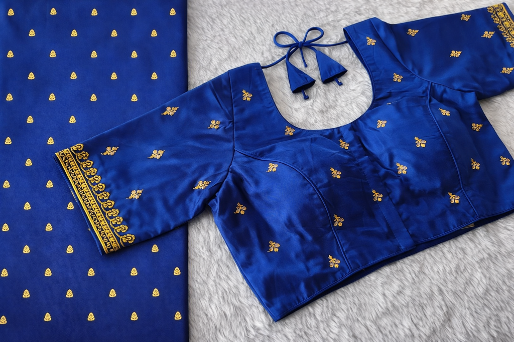 Classic Gold Motif Silk Blouse