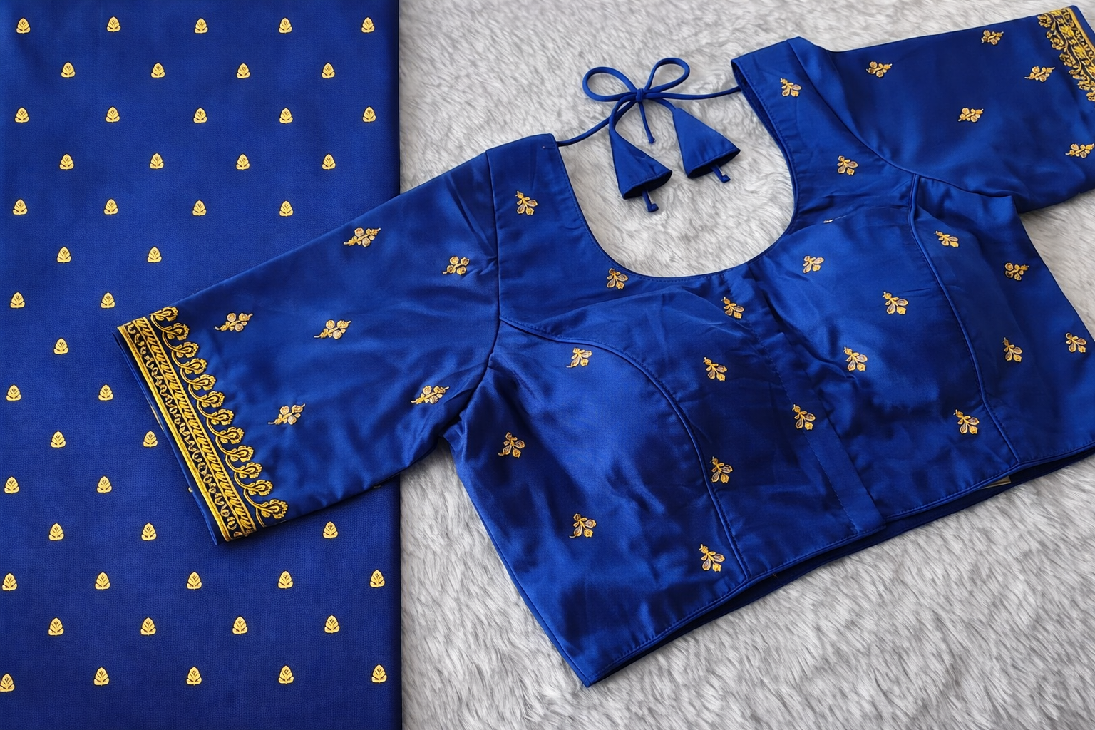 Classic Gold Motif Silk Blouse