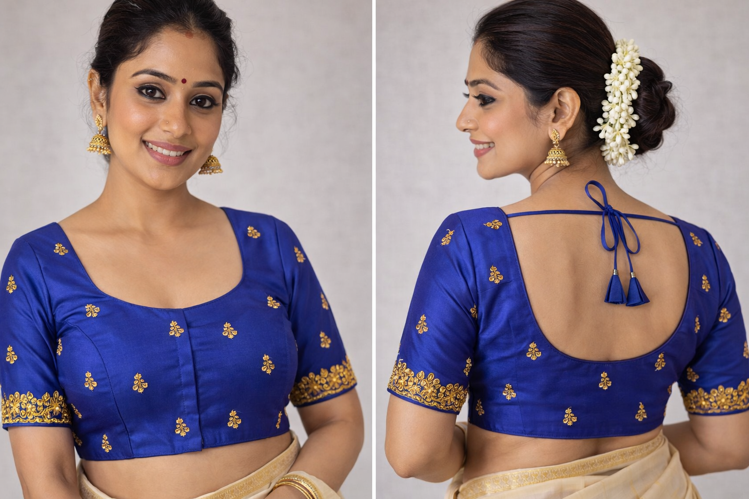 Classic Gold Motif Silk Blouse