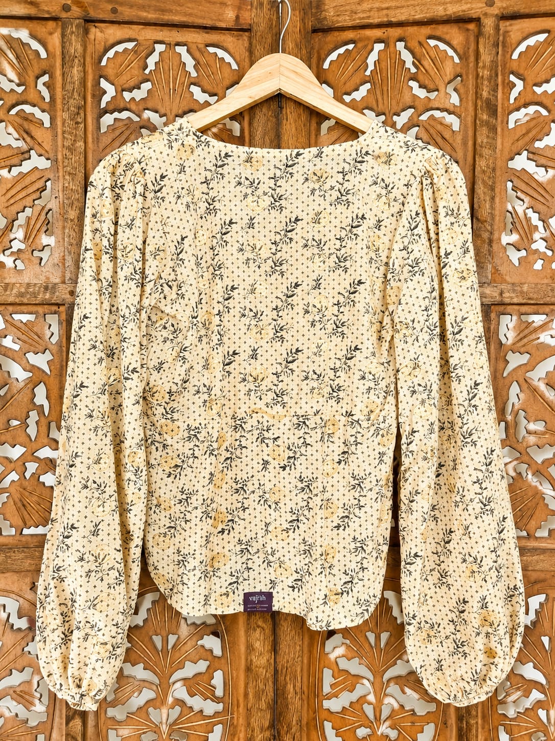 Vintage Bloom V-Neck Peplum Top