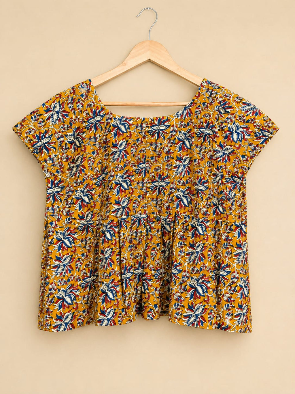 Mustard Floral Swing Cotton Top