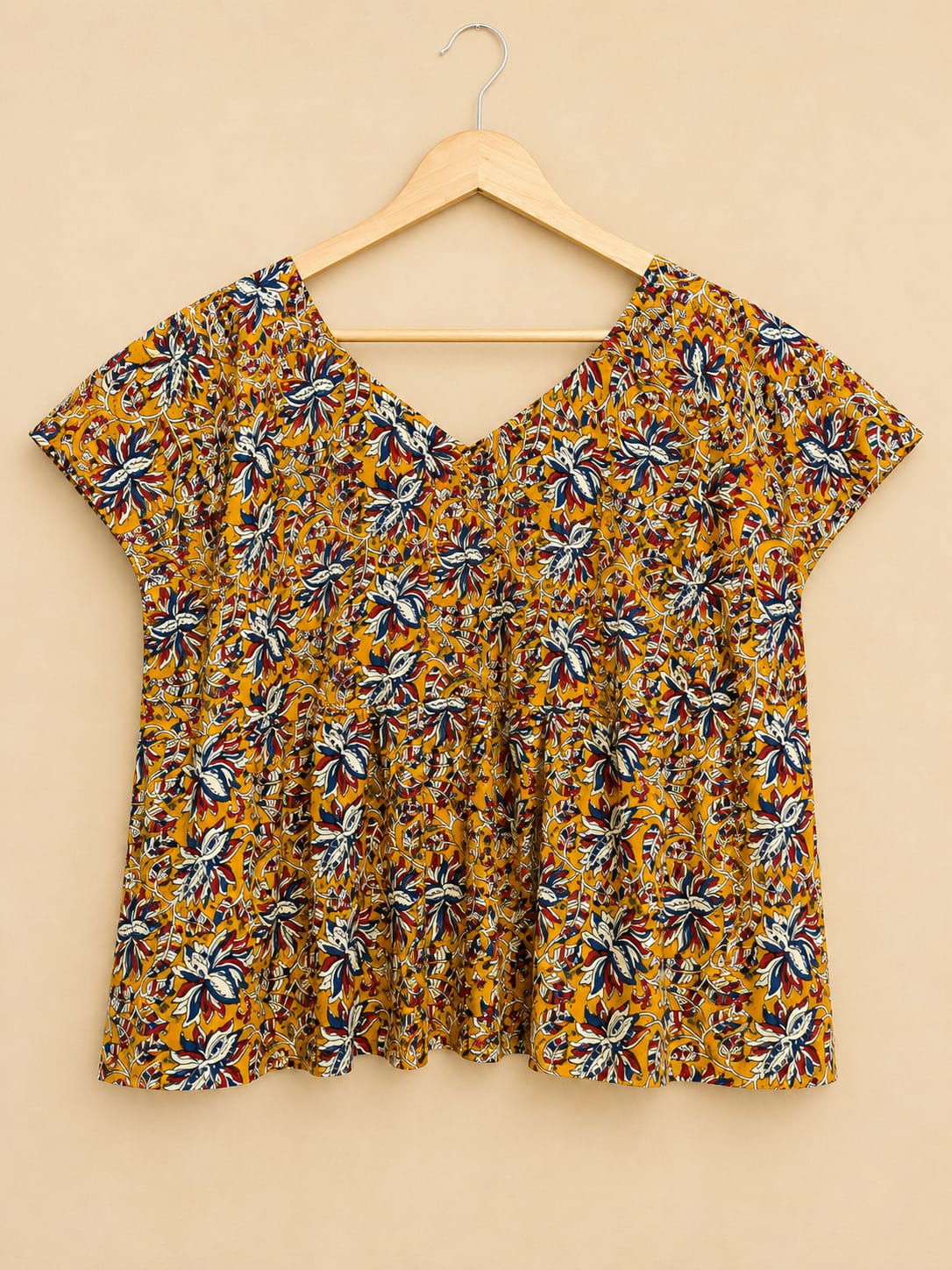 Mustard Floral Swing Cotton Top