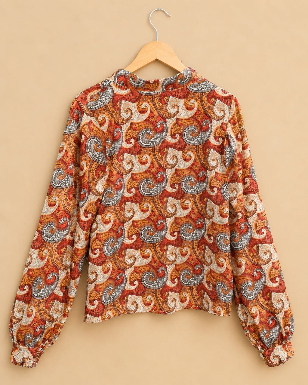 Rust Paisley V-Neck Blouse