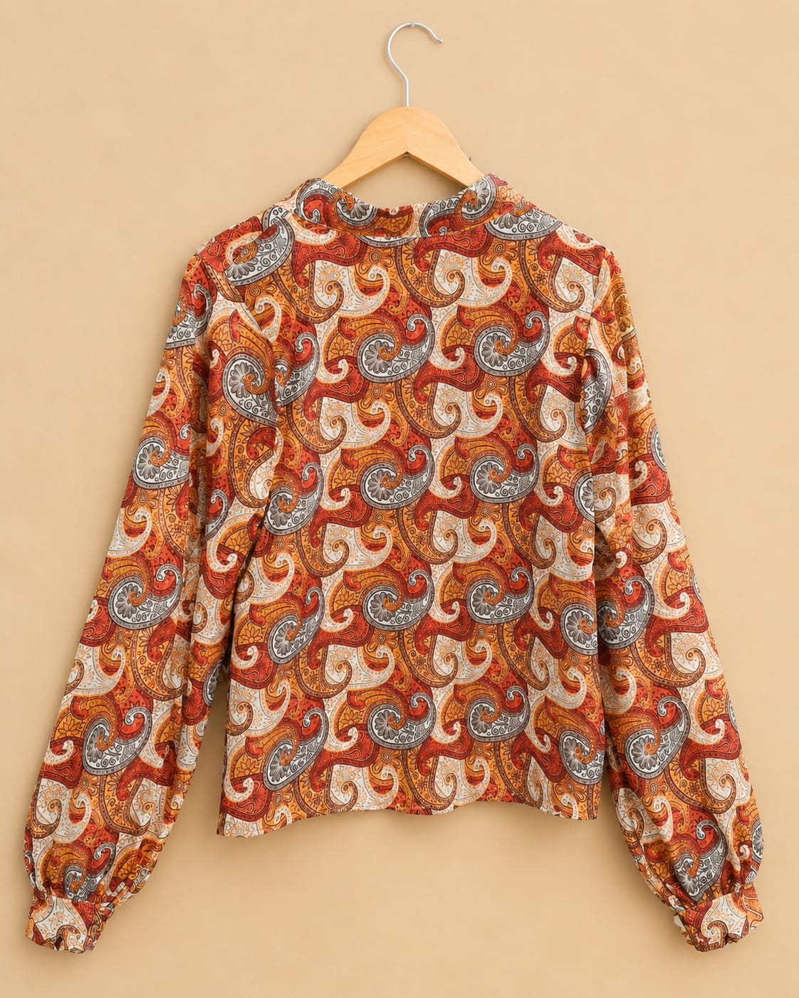 Rust Paisley V-Neck Blouse