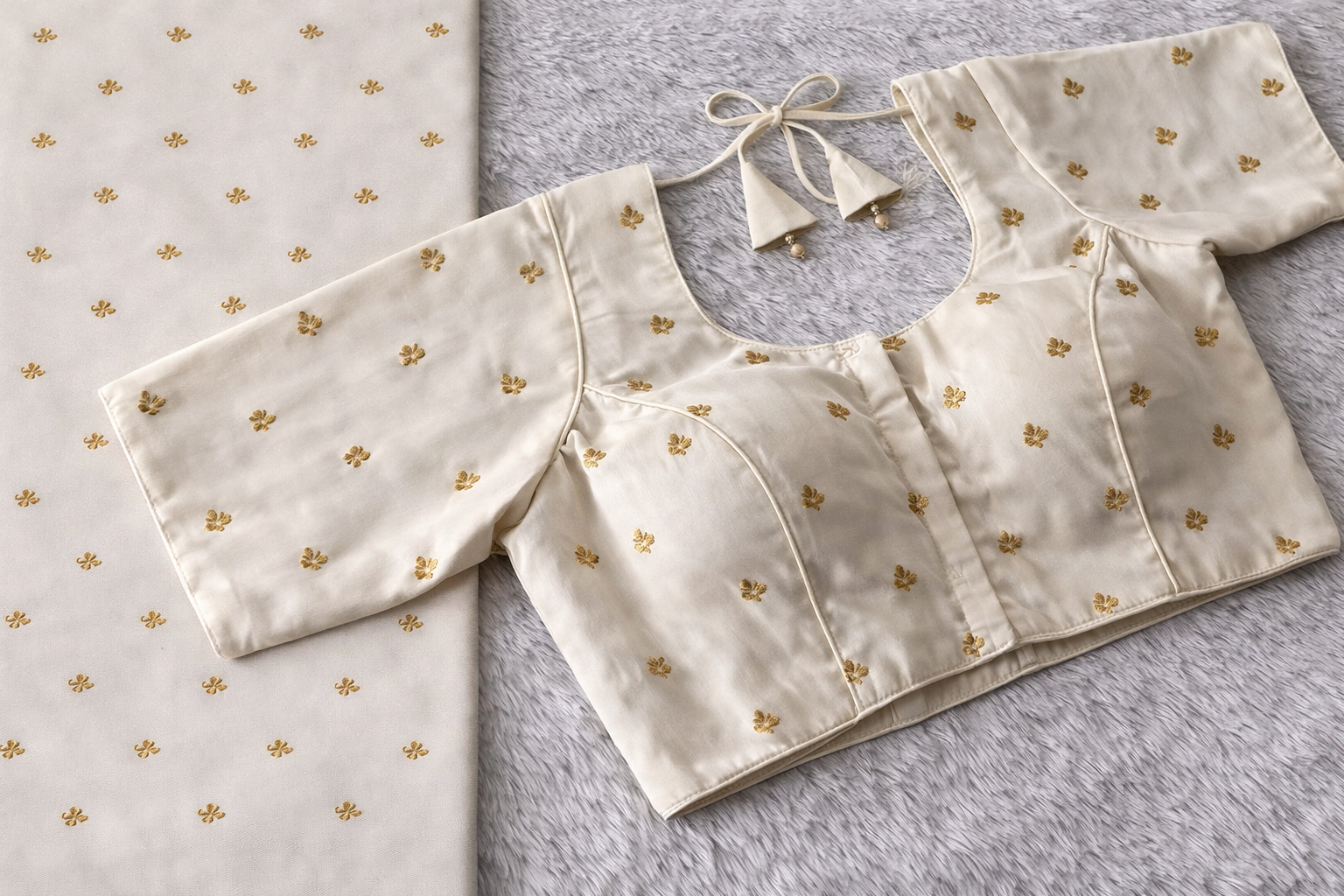 Elegant Ivory Gold Motif Blouse