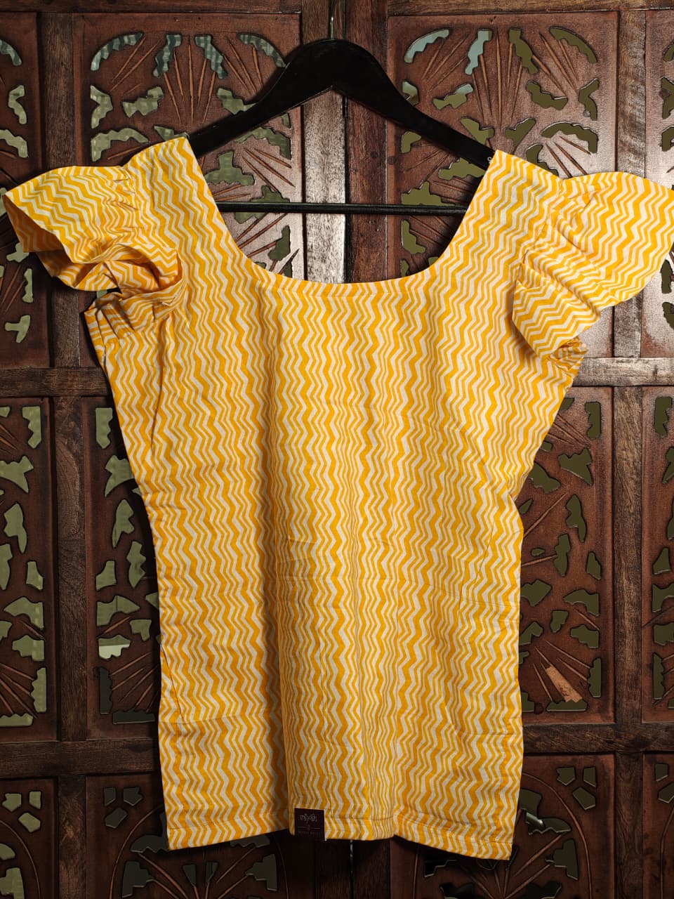 Sunshine Chevron Ruffle Sleeve Cotton Top