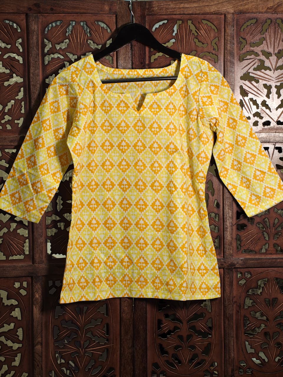 Golden Ikat Charm Cotton Top
