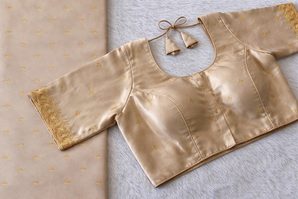 Classic Gold Motif Silk Blouse