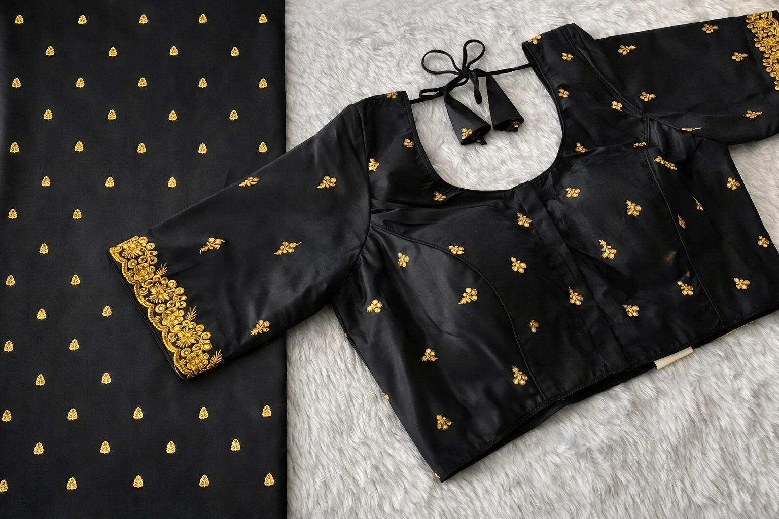 Classic Gold Motif Silk Blouse