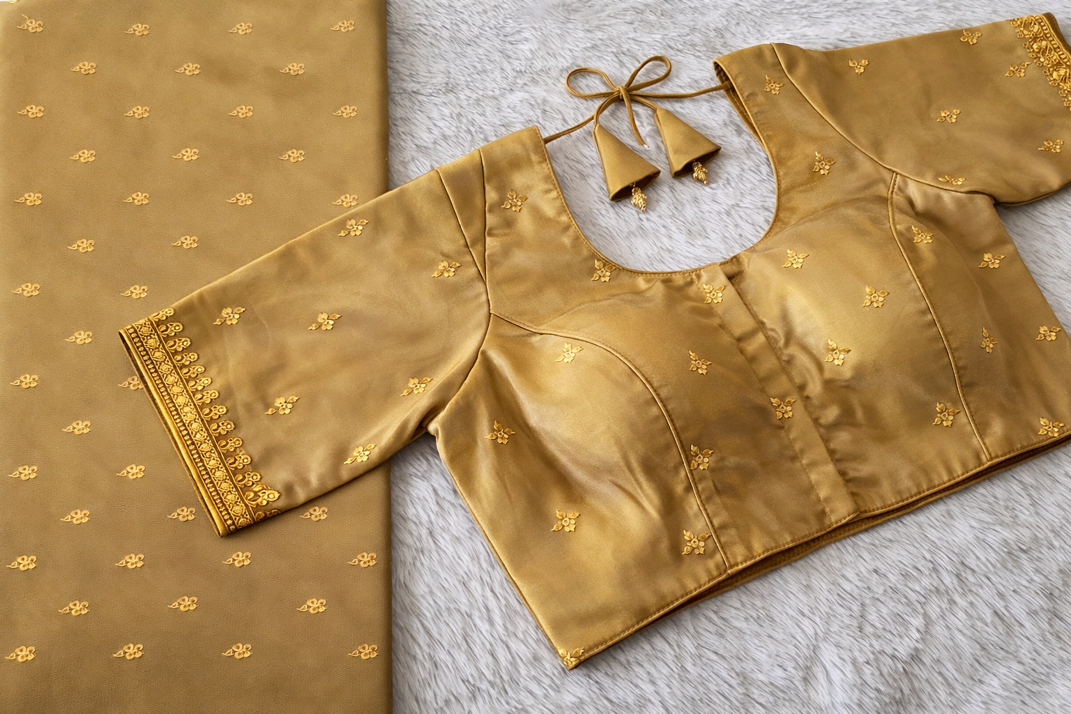 Classic Gold Motif Silk Blouse