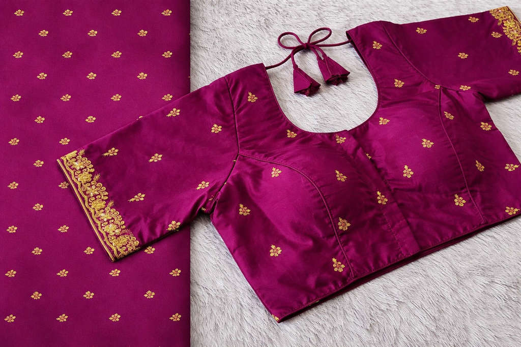 Classic Gold Motif Silk Blouse
